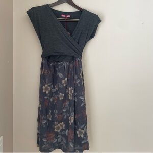 FRANCESCA FERRANTE ITALY faux wrap grey dress wool blend